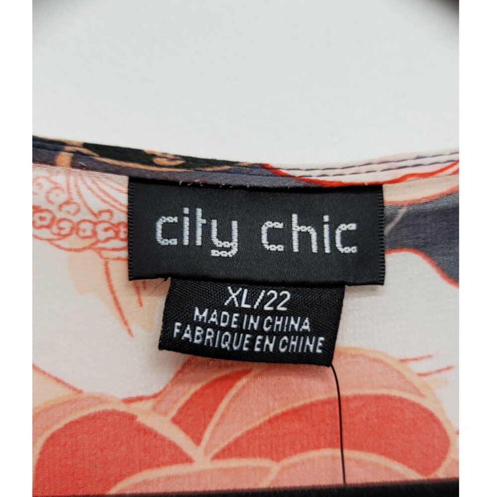 NWT City Chic Navy Floral Chiffon Wrap Maxi Dress 22 - Picture 13 of 16